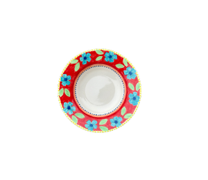 Color Me Mine - Tallahassee Floral Red Rimmed Bowl